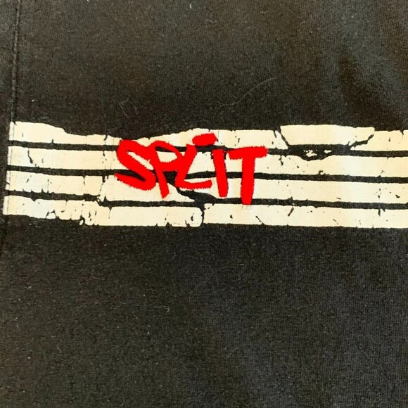 Split Men's Cotton Blend Striped Logo Short Sleeve Polo Shirt Black Size Medium - Picture 2 of 8